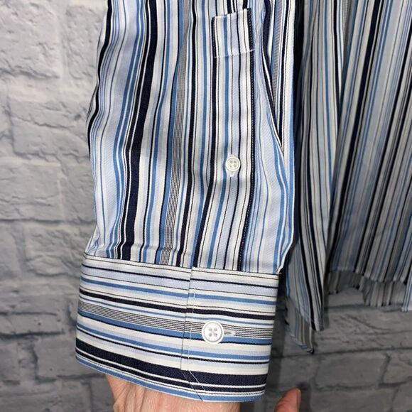 Michael Kors Longsleeve button down stripe dress shirt w/button cuffs men XXL - Picture 5 of 7